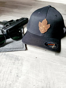 Curved Flex Fit  BLK [Tan Leather Logo]