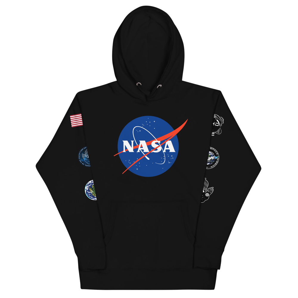 Nasa hoodie with flags 2025 on sleeves